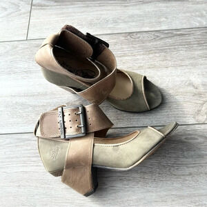 Fly London Sage Green  Leather Ankle Strap Sandal Made in Portugal